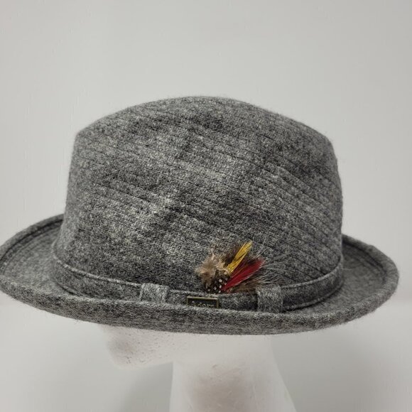 Vintage Adam New York Gray Wool Fedora with Feathers - Picture 1 of 7